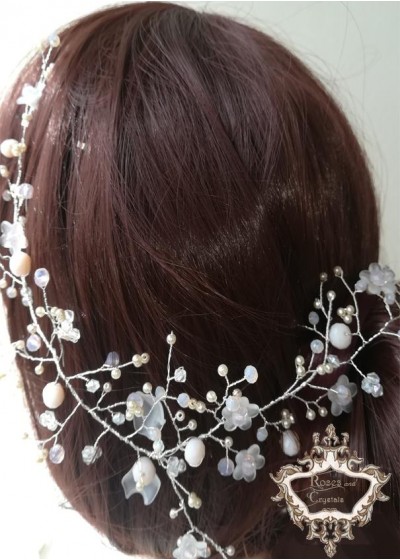 Дизайнерска украса за коса HairVine с кристали цвят светла праскова Peach Blossom by Rosie